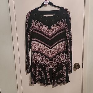 Free People Black and Pink Patterned Dress